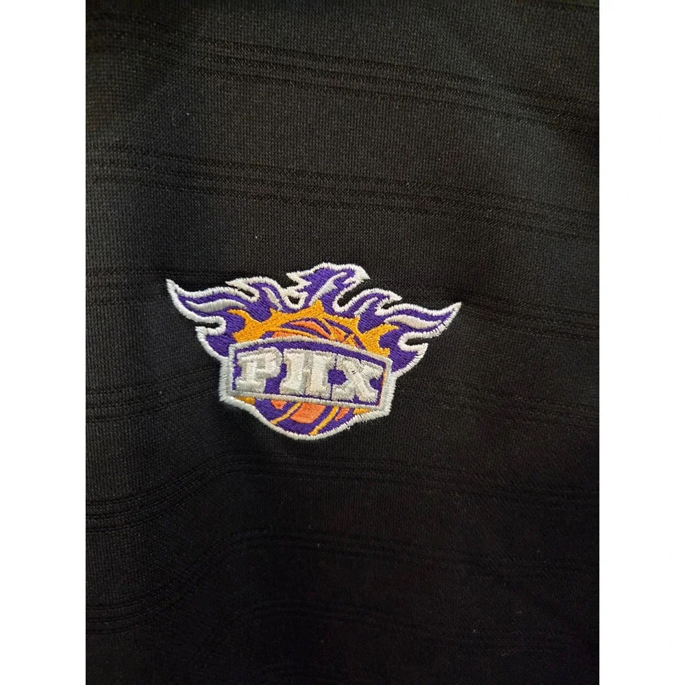 Adidas Phoenix Suns Polo Shirt Mens Medium Black Y2K PHX Logo Short Sleeve NBA